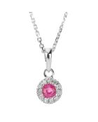 Prezioso ciondolo con diamante rubino 0,03 ct Rubino 0,16 ct in oro bianco