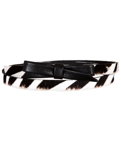 Ceinture en Cuir façon poulain zébrée noir/blanc