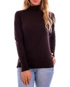Pull Col Cheminée marron