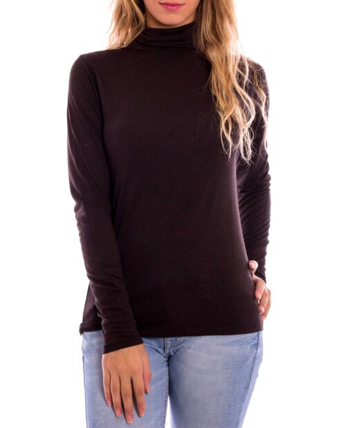 Brauner Pullover mit Trichterausschnitt