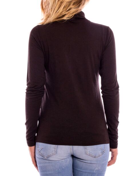 Brauner Pullover mit Trichterausschnitt