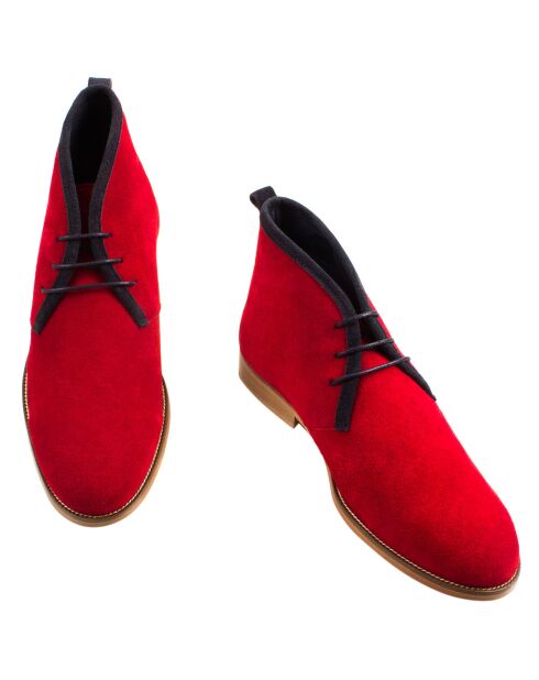 Boots en Velours de Cuir Le Poète rouge/marine
