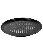 2 schwarze Pizzaformen aus Stahl, 32,5 x 1 cm