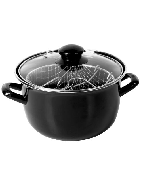 Zwart geëmailleerde inductiefriteuse - d.20 cm