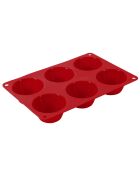 Moule 6 muffins en silicone rouge - 24x16.5x3 cm