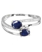 Anillo de diamantes Duo Eternel en oro blanco con zafiros de 0,063 quilates