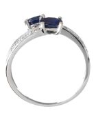 Anillo de diamantes Duo Eternel en oro blanco con zafiros de 0,063 quilates