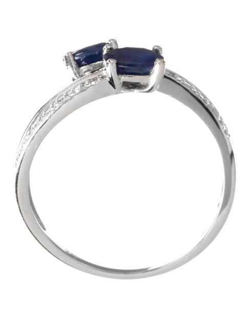 Anillo de diamantes Duo Eternel en oro blanco con zafiros de 0,063 quilates