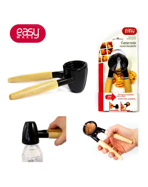 Casse-noix & ouvre-bouteille noir - 23x10.5 cm