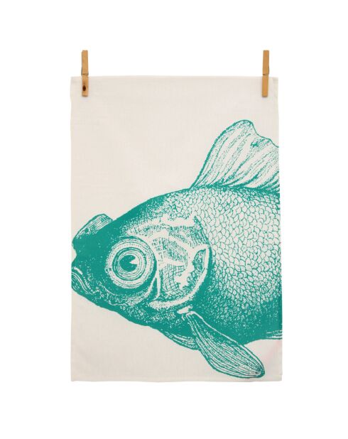 2 blaue Meeresgeschirrtücher weiß/blau - 70x50 cm