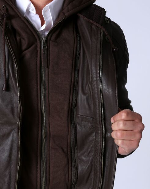 Blouson en Cuir Luigi marron