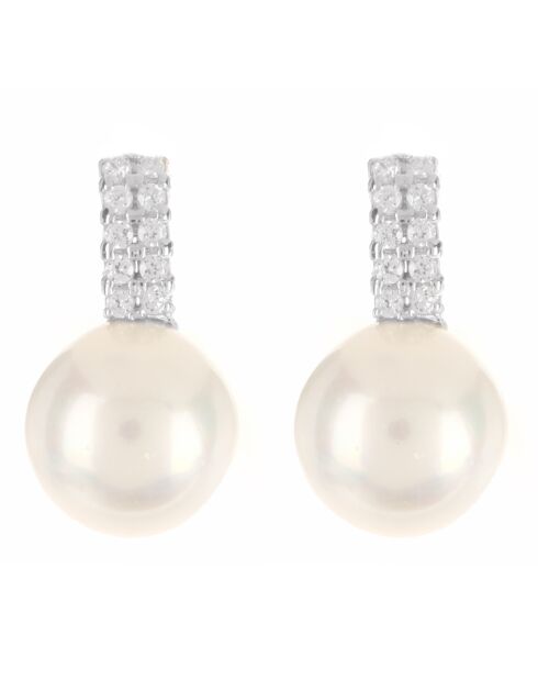 Boucles d'oreilles Majesty or blanc