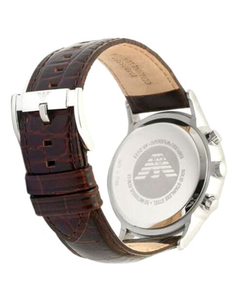 Montre Armani en cuir marron - 43 mm