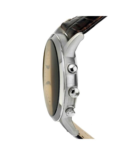Montre Armani en cuir marron - 43 mm