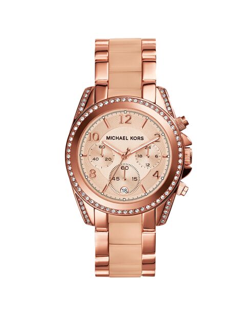Montre Femme en acier inoxydable et acétate doré rose