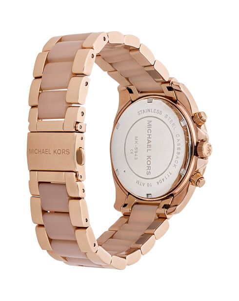 Montre Femme en acier inoxydable et acétate doré rose