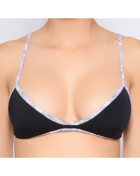 Zwart driehoekig topshirt met grijze print