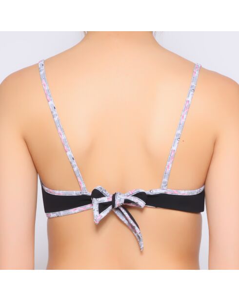 Maillot top triangle noir imprime gris