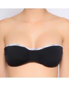 Maillot top bandeau noir imprime gris