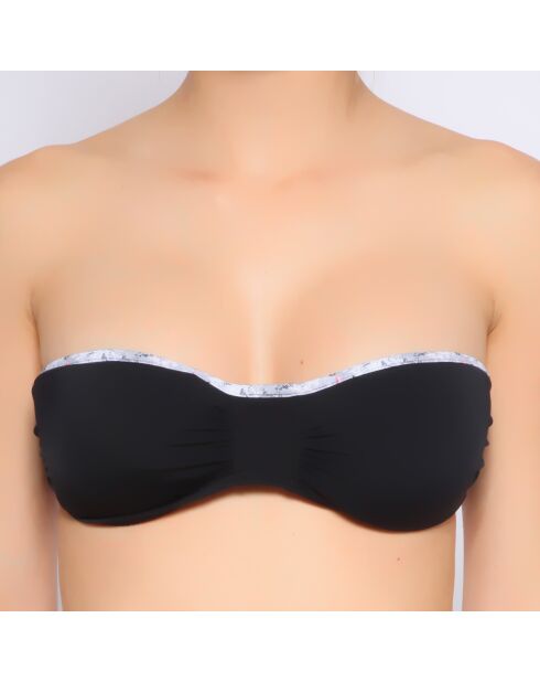 Maillot top bandeau noir imprime gris