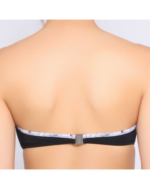 Maillot top bandeau noir imprime gris