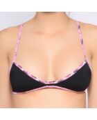 Maillot top triangle noir imprime fleurs