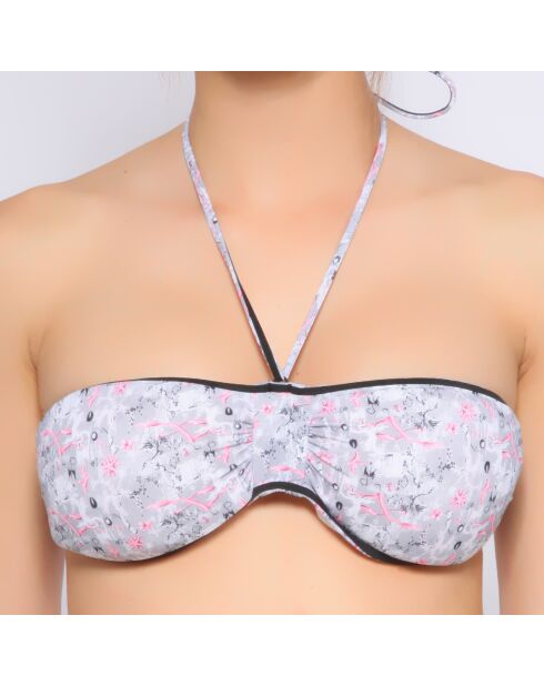 Maillot top bandeau imprime gris