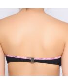 Maillot top bandeau noir imprime fleurs
