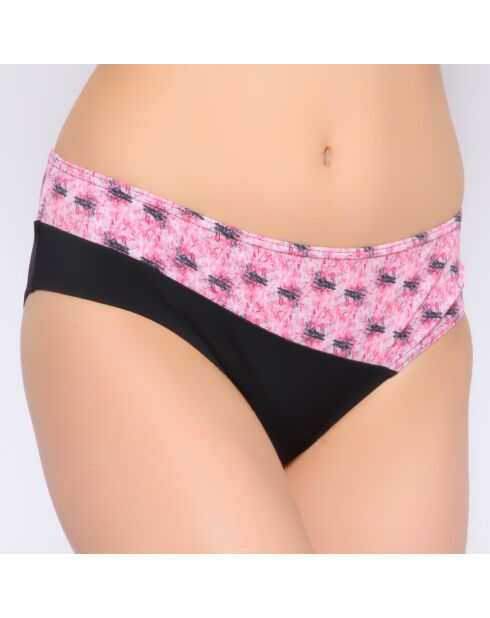 Maillot culotte noir imprime fleurs