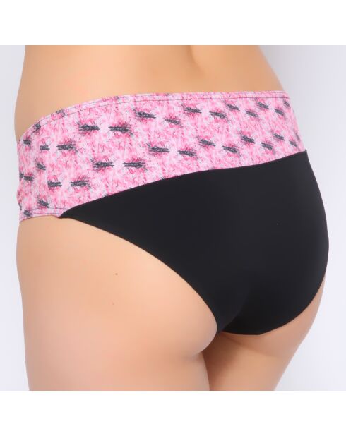 Maillot culotte noir imprime fleurs