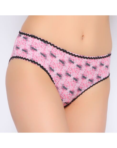 Maillot culotte imprime fleurs rose
