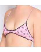 Maillot top triangle imprime fleurs rose