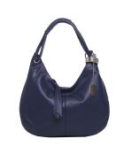 Marineblauwe leren handtas 38x34x10 cm