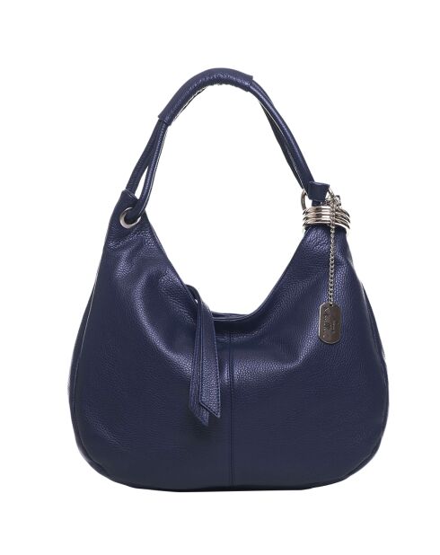 Marineblauwe leren handtas 38x34x10 cm