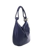 Marineblauwe leren handtas 38x34x10 cm