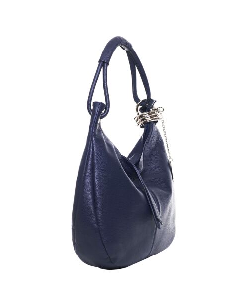 Marineblauwe leren handtas 38x34x10 cm