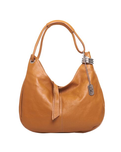 Cognac leren handtas 38x34x10 cm