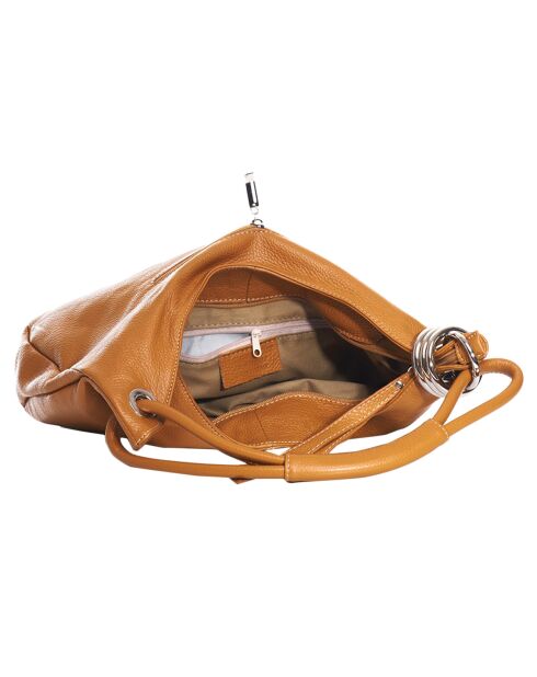 Cognac leren handtas 38x34x10 cm