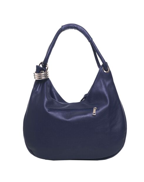 Marineblauwe leren handtas 38x34x10 cm