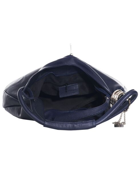 Marineblauwe leren handtas 38x34x10 cm