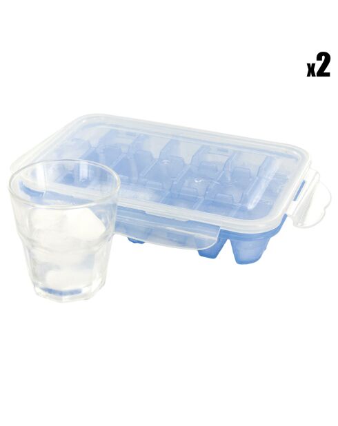 2 Bacs à glaçons avec couvercle coloris aléatoire