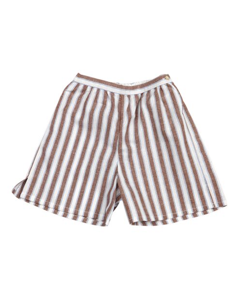 Short en coton Virgile rayé chocolat