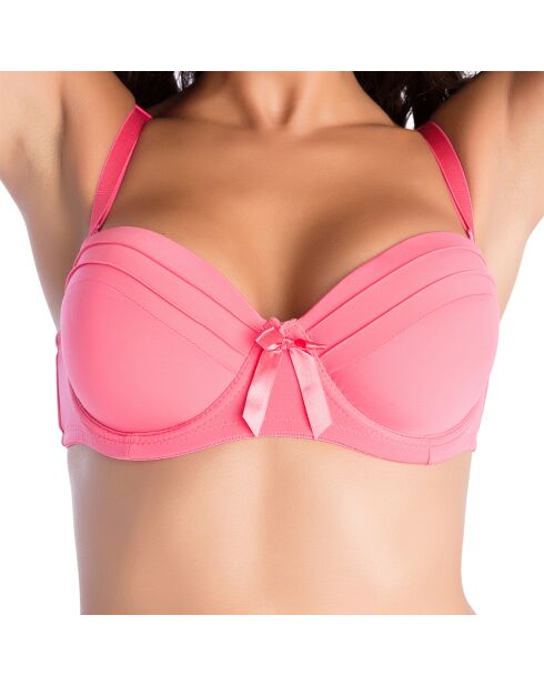 Ensemble soutien-gorge paddé et shorty saisissante rose