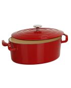 Cocotte ovale emaillée 6.5 L rouge - 31x24x12.5 cm