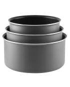 3 taupefarbene antihaftbeschichtete Aluminiumpfannen - D.16/18/20 cm