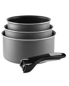 3 taupefarbene antihaftbeschichtete Aluminiumpfannen - D.16/18/20 cm