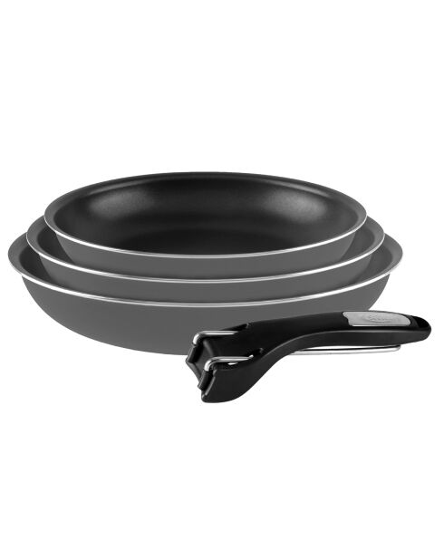 3 Poêles aluminium anti-adhésif taupes - D.20/24/28 cm