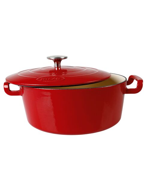Ovale braadpan van geëmailleerd gietijzer 4 L rood - 26x21x11 cm