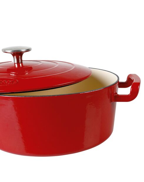 Cocotte ovale fonte emaillée 4 L rouge - 26x21x11 cm