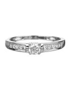 Solitairering rond stokbrood diamanten 0,25 kt witgoud